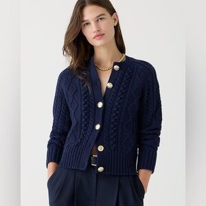 J. Crew Cable-knit cardigan sweater, Navy XS (NWT)